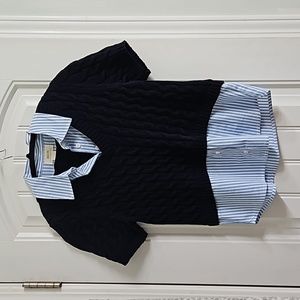 Anthropologie Maeve Cable Short-Sleeve Twofer Sweater